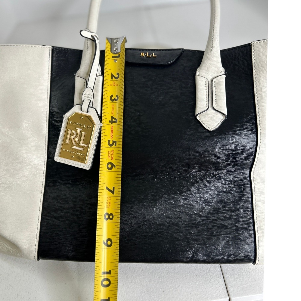 Lauren Ralph Lauren Dryden Marcy Colorblock Leather Tote Bag - Picture 12 of 13